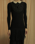 "RED VALENTINO" Lace bib knit tunic dress