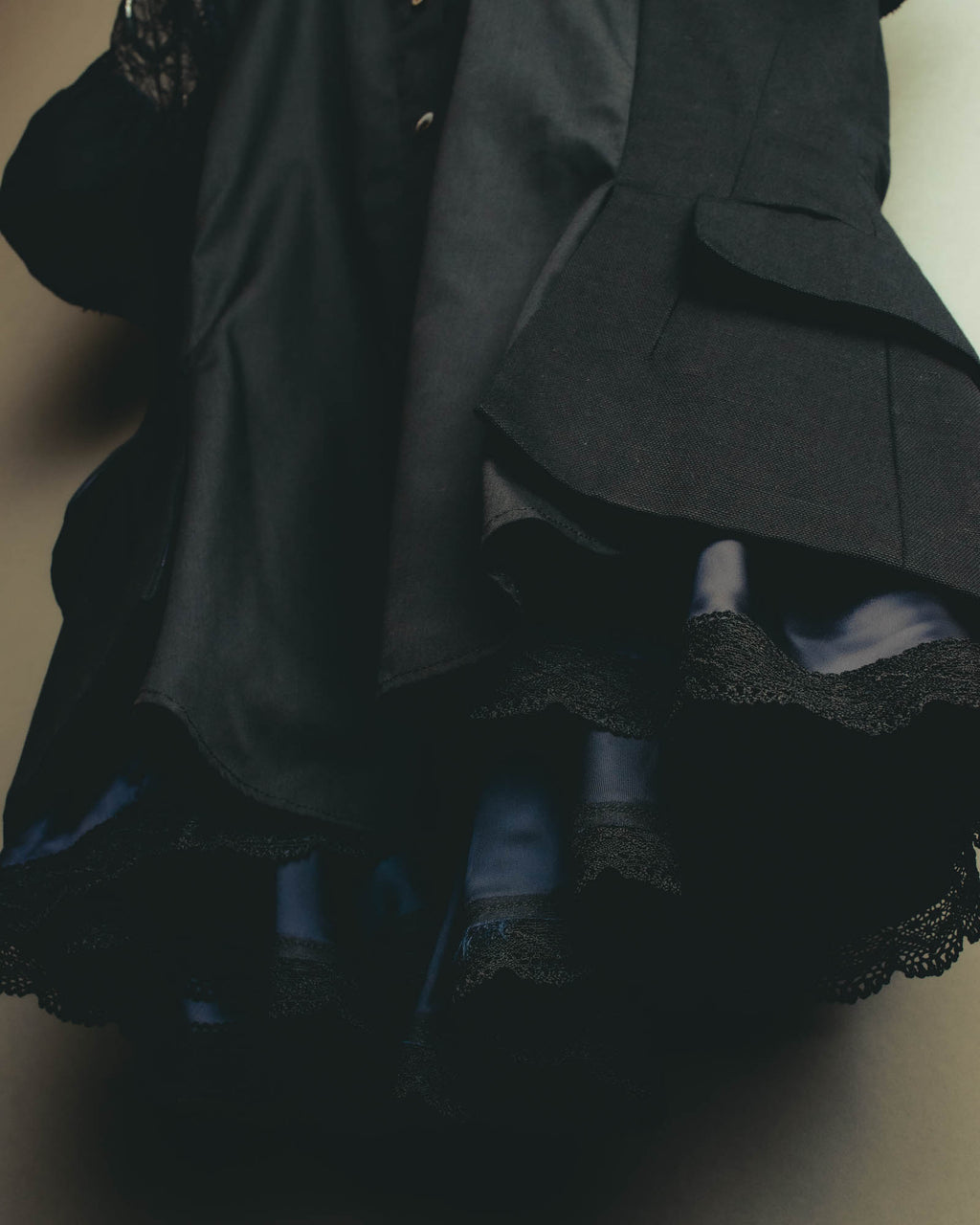 "sacai" 10's Layered lace-panel shirt blouse