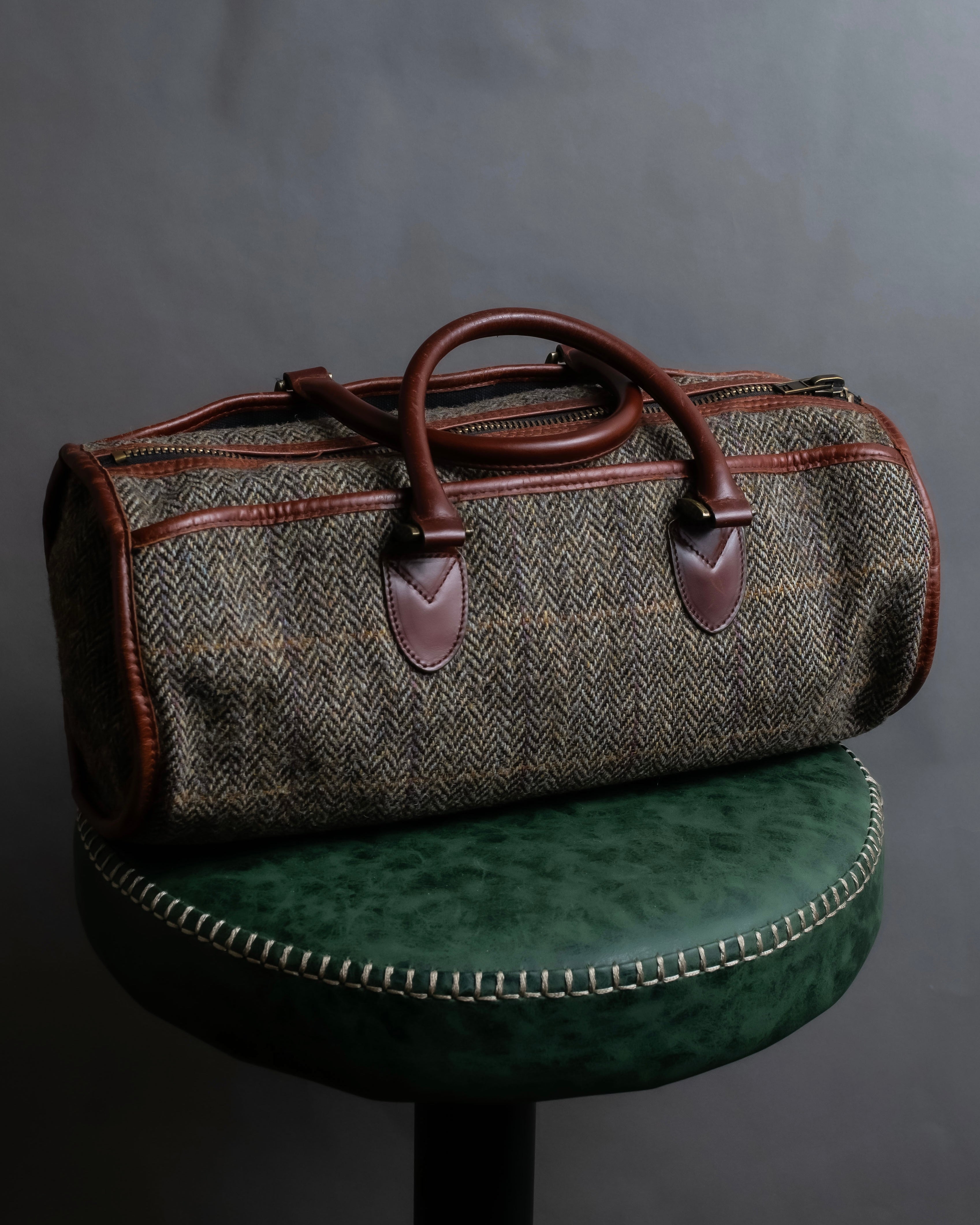"Harris Tweed" Herringbone wave boston bag