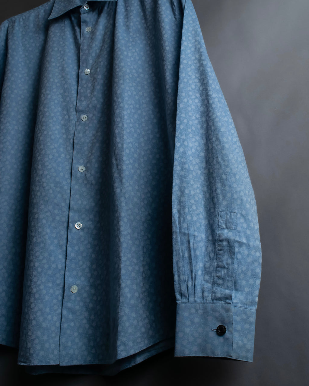 "HERMES" Saxe blue jacquard cotton shirt