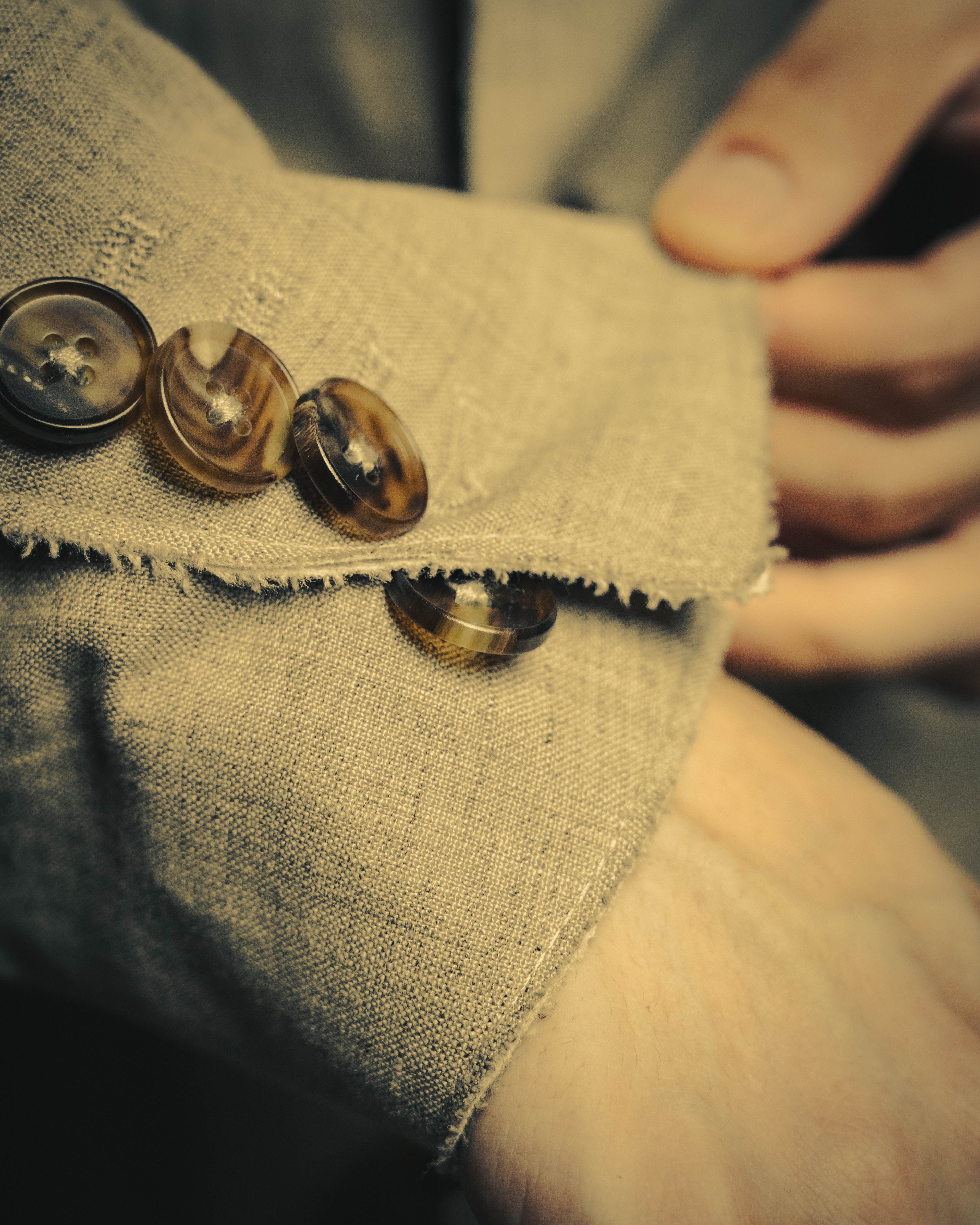 -SPECIAL- “Maison Martin Margiela” 2014SS raw-edge linen tailored jacket