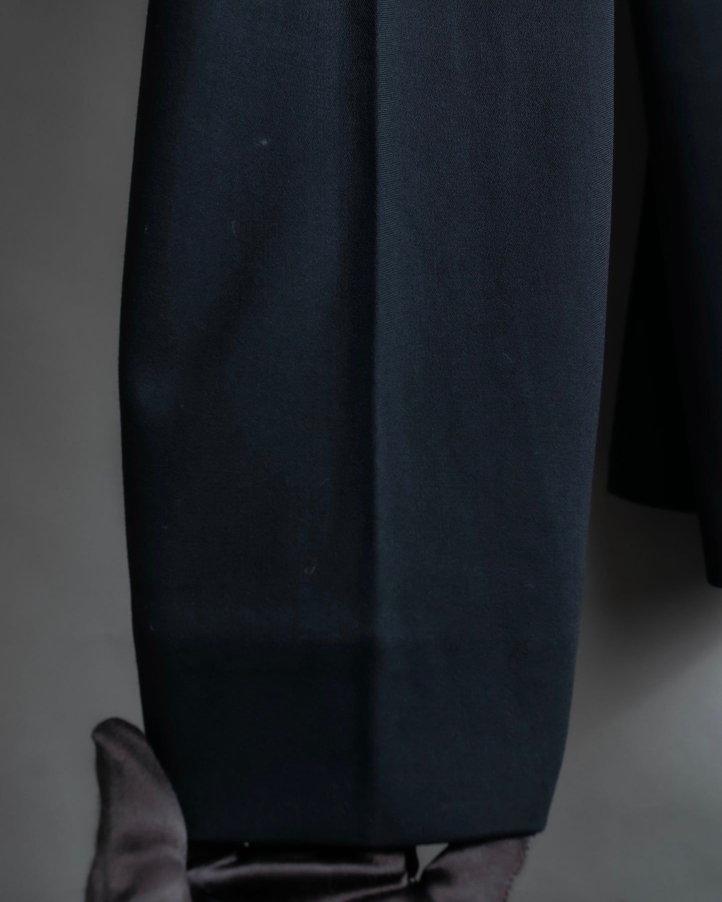 "CHANEL" 100% wool belted wide straight slacks