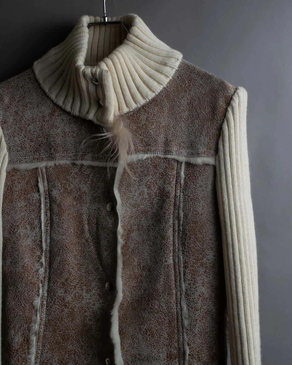 "Dolce &amp; Gabbana" Mouton &amp; knit combination design coat