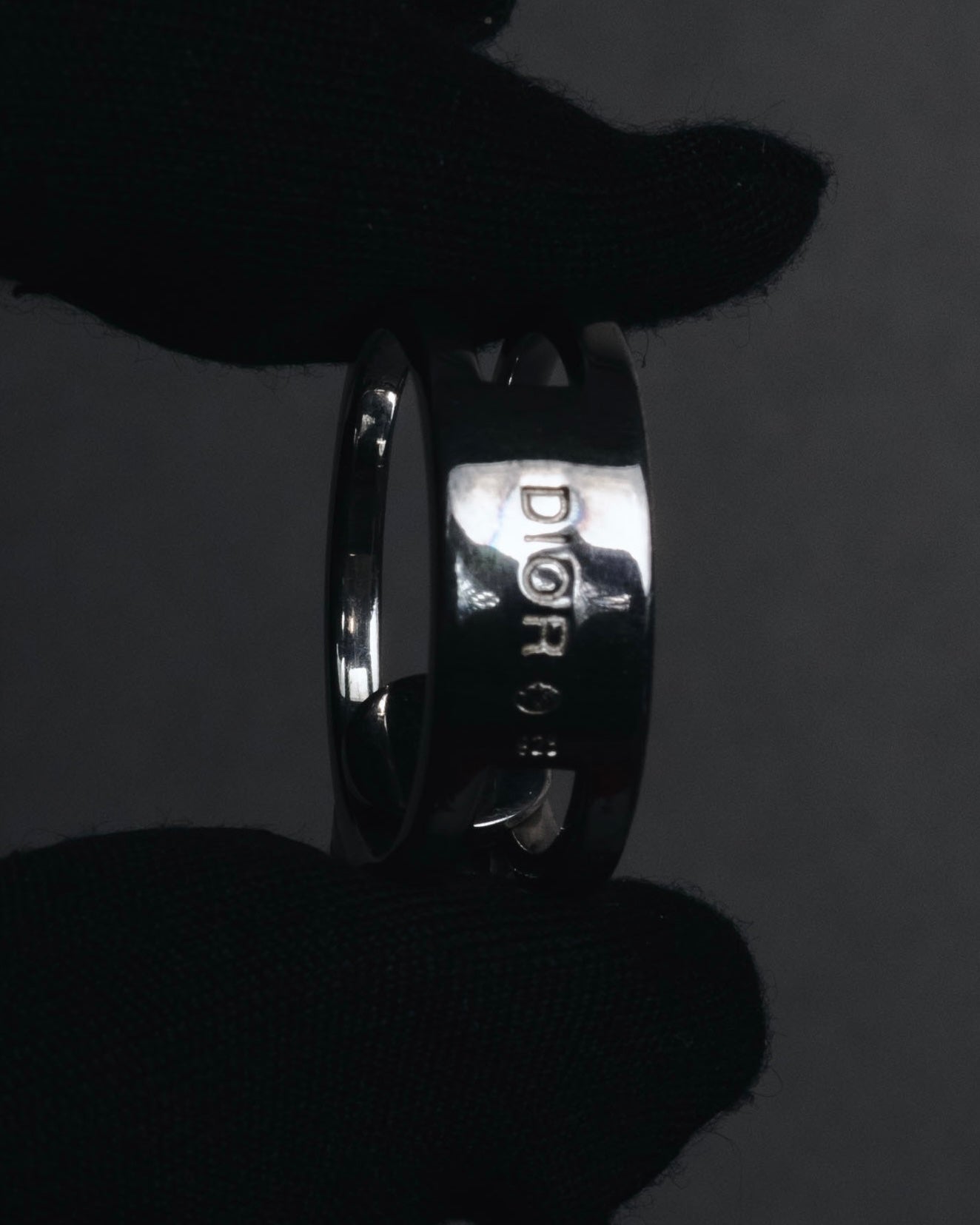 "Christian Dior" 00’s industrial solitaire crystal signet ring