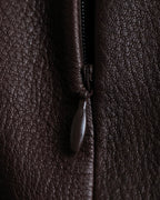 "Hermes by Gaultier" Round Pocket Wine Red Leather Skirt