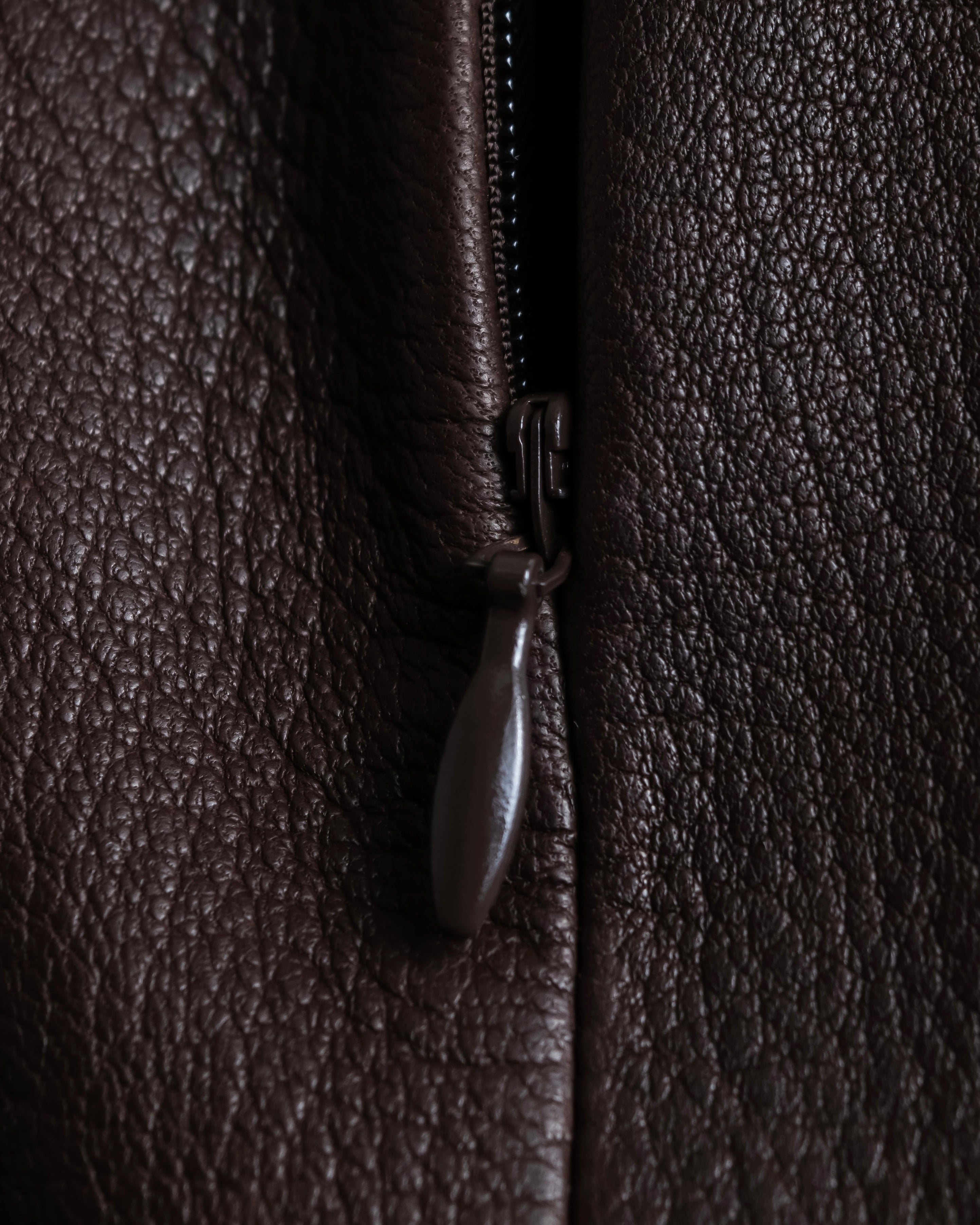 "Hermes by Gaultier" Round Pocket Wine Red Leather Skirt