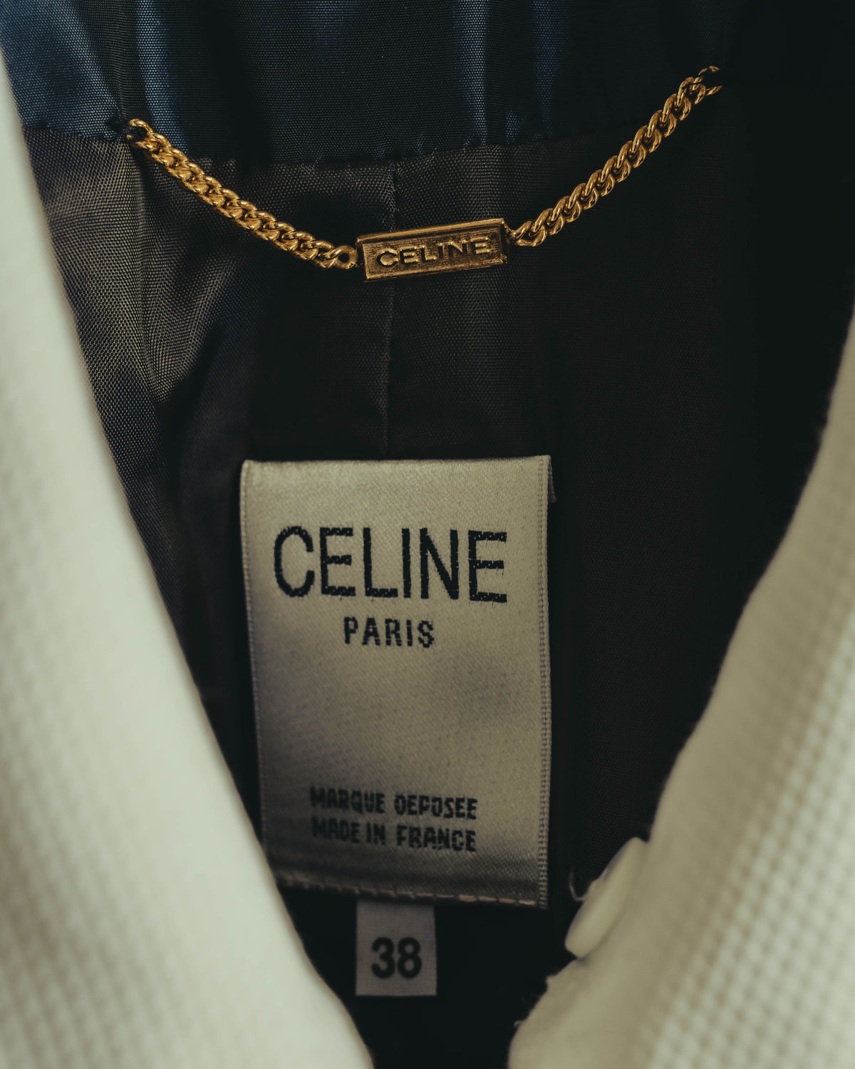 "CELINE" 70's-80's Dramatic contrast collar long coat