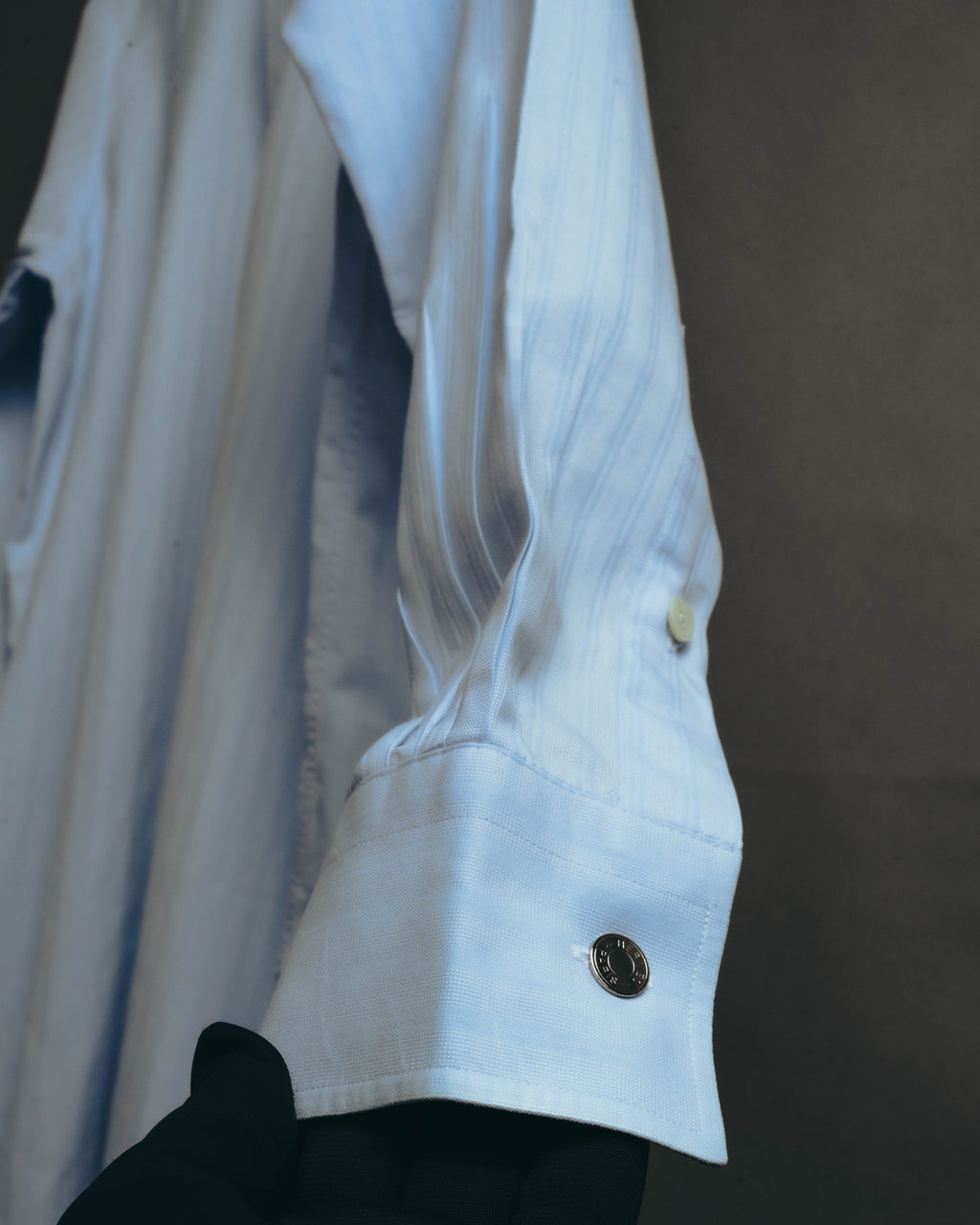 "Hermès" Vintage subtly woven cotton dress shirt