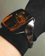 "Vintage" Sculptural amber tone statement bracelet