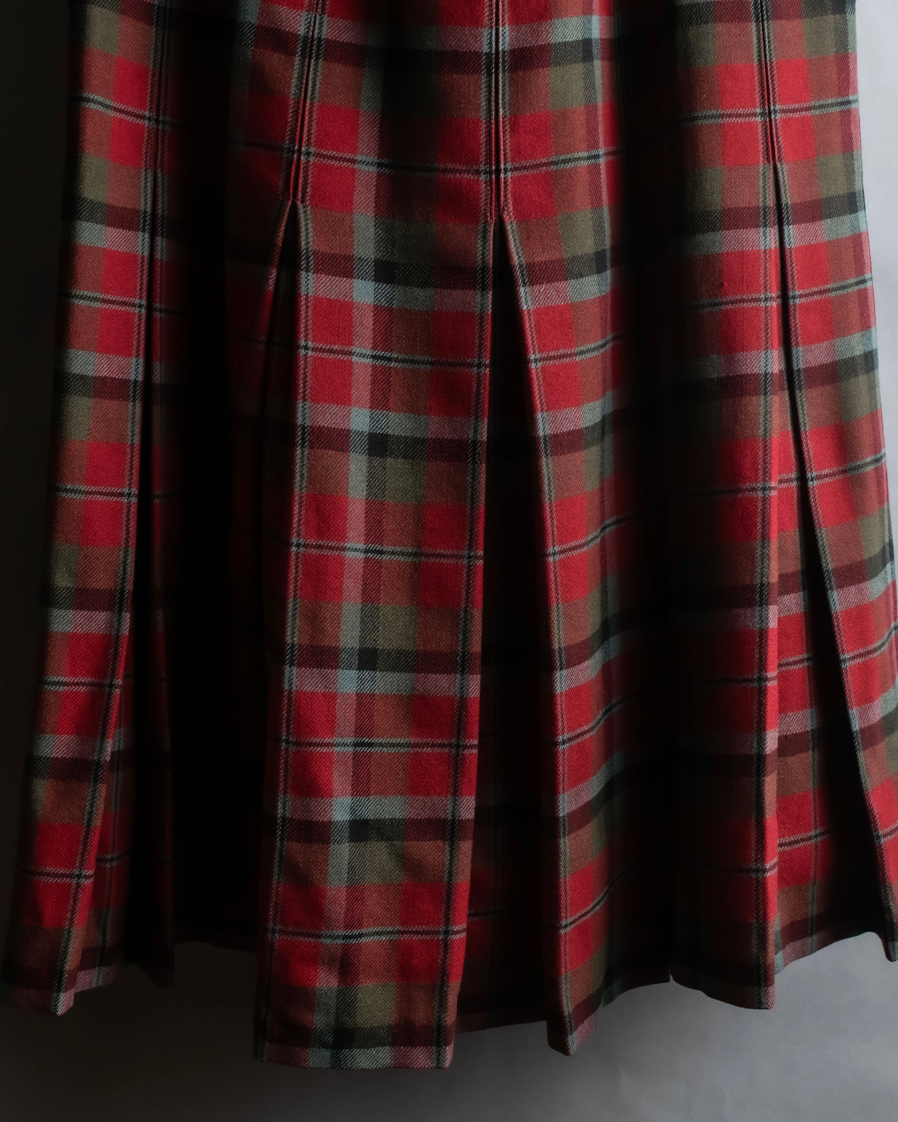 Vintage tartan check pleated skirt