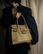 "MIU MIU" Belt strap design embossed leather hand bag