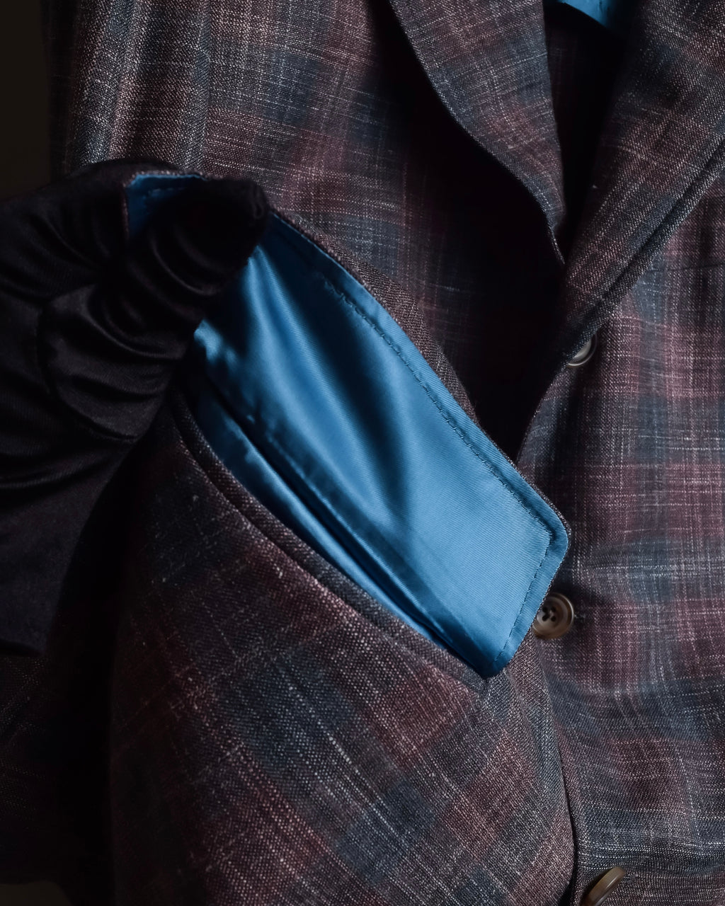 "Tex Teq" Gradient check pattern tailored jacket