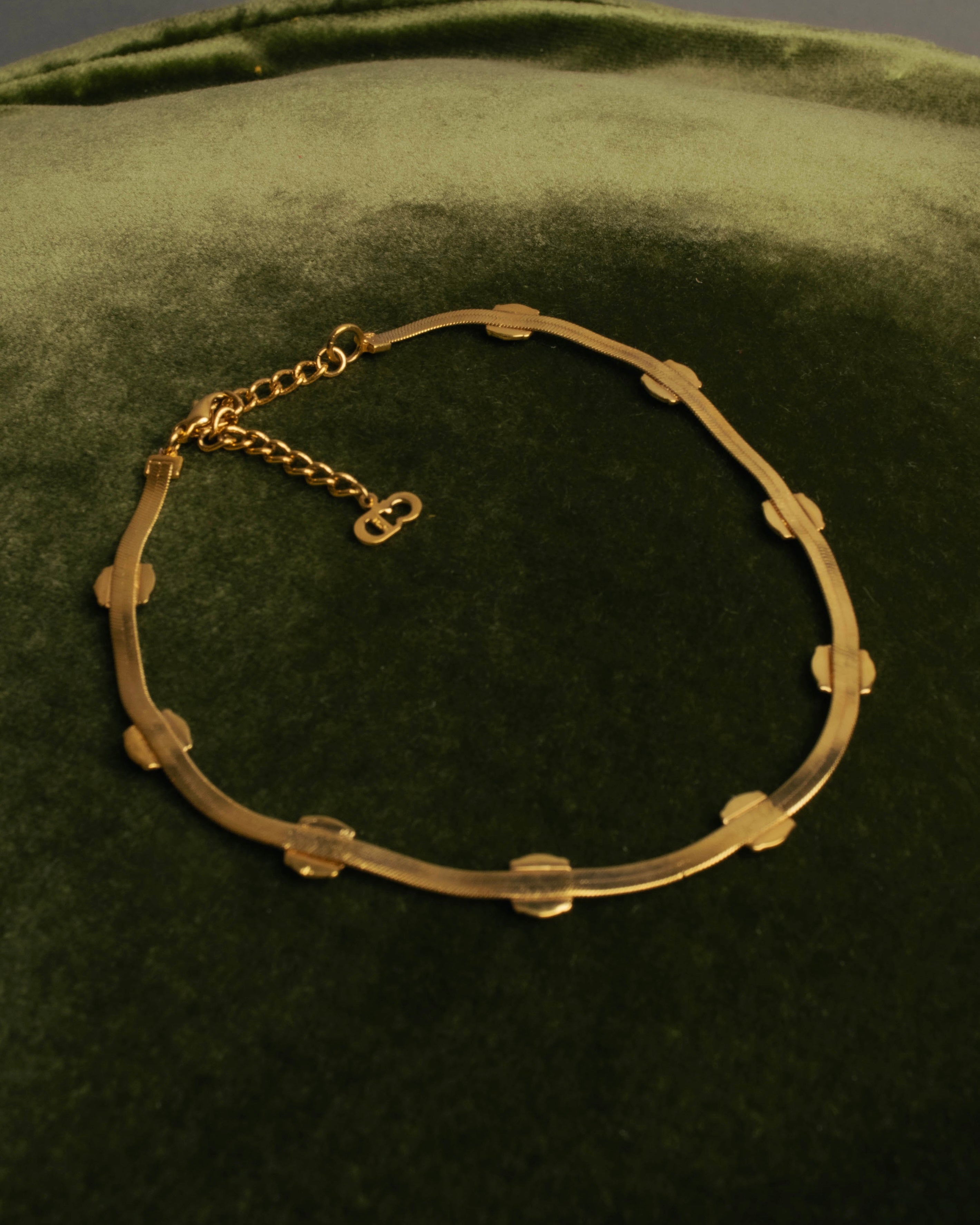 "Christian Dior" 90's-00's Fluted gold tone chain anklet
