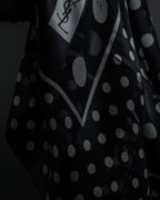 "YVES SAINT LAURENT" Large polka dot silk long scarf