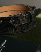 “SAINT LAURENT PARIS” 2010’s Lizard embossed narrow leather belt