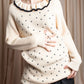 "Christian Dior" Star print frill detail cable knit tunic pullover