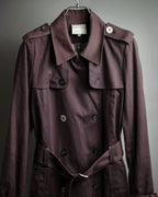 "CELINE" Triomphe button design in plum brown color
 trench coat