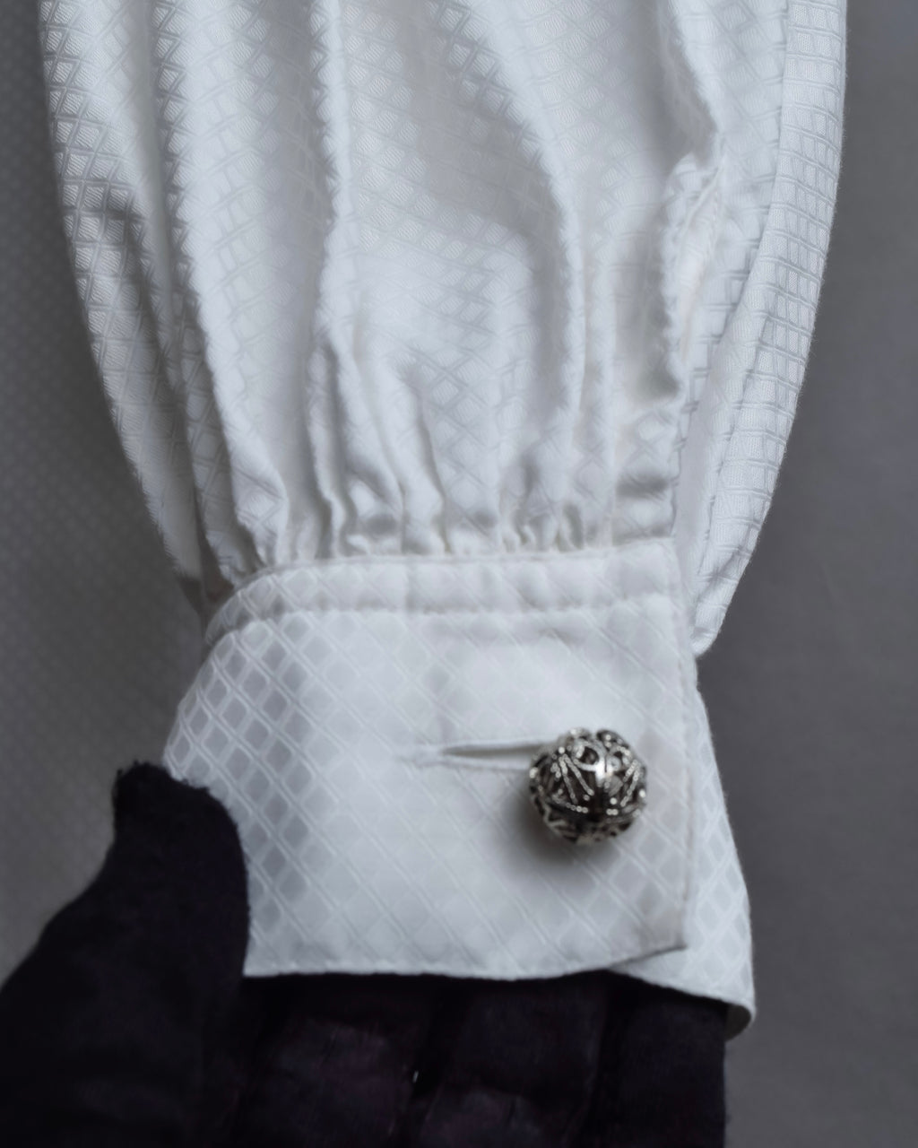 "Christian Dior" Diamond pattern woven metal button shirt