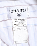 CHANEL/ 2003 Fly Front Design Striped No Sleeve Shirt White