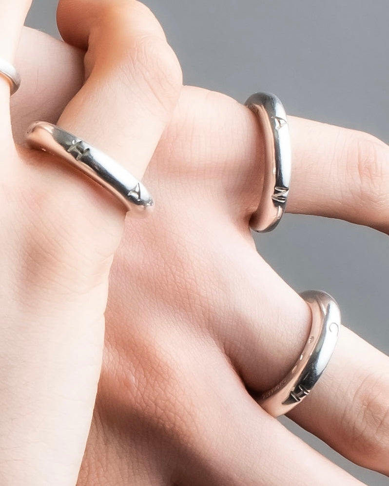 "CHANEL" Silver 925 three connected rings