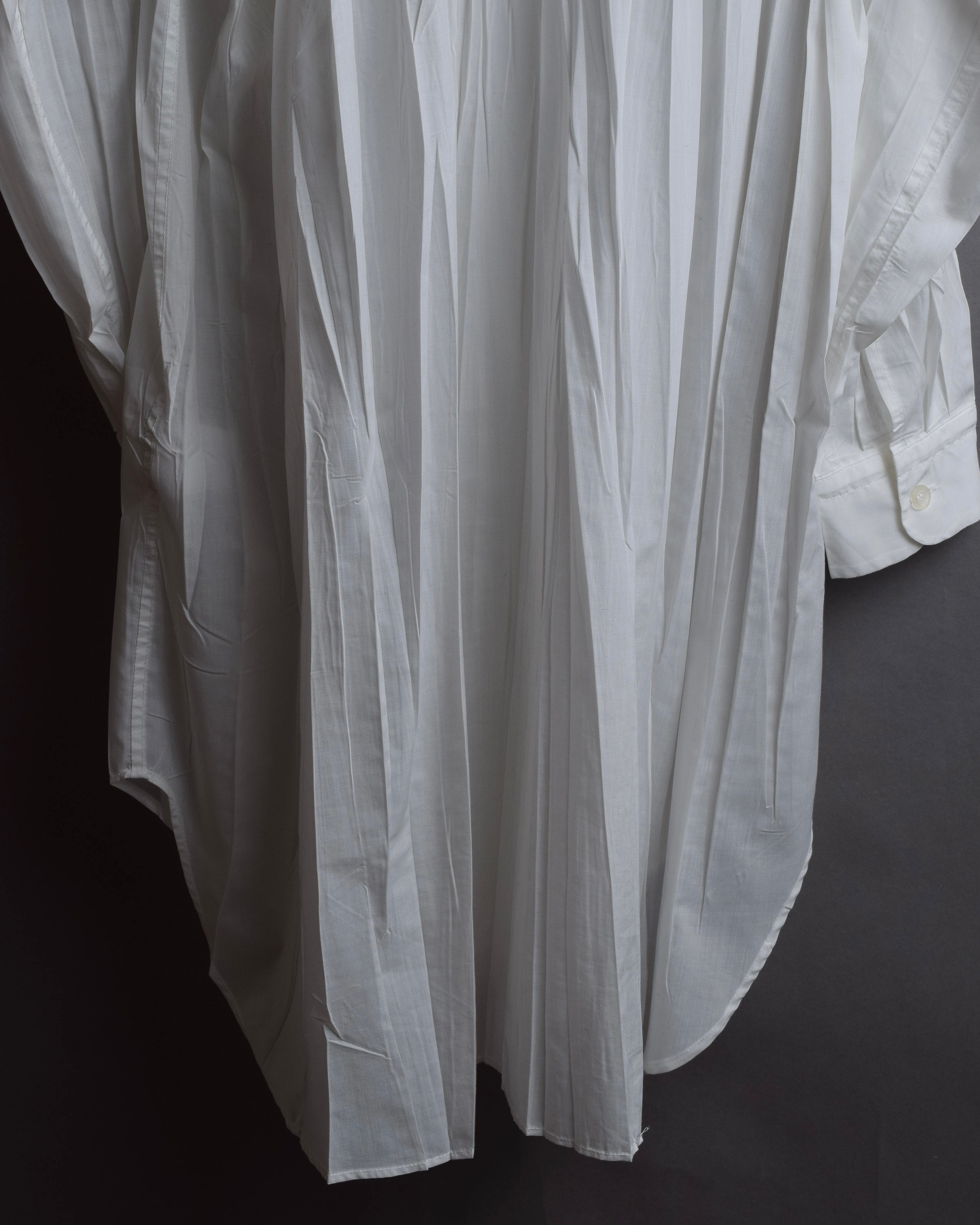 "ISSEY MIYAKE" Pleated design polyester long shirt
