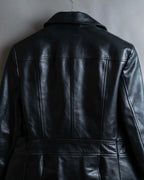 "BURBERRY" 100% cow leather Military pocket details short length jacket