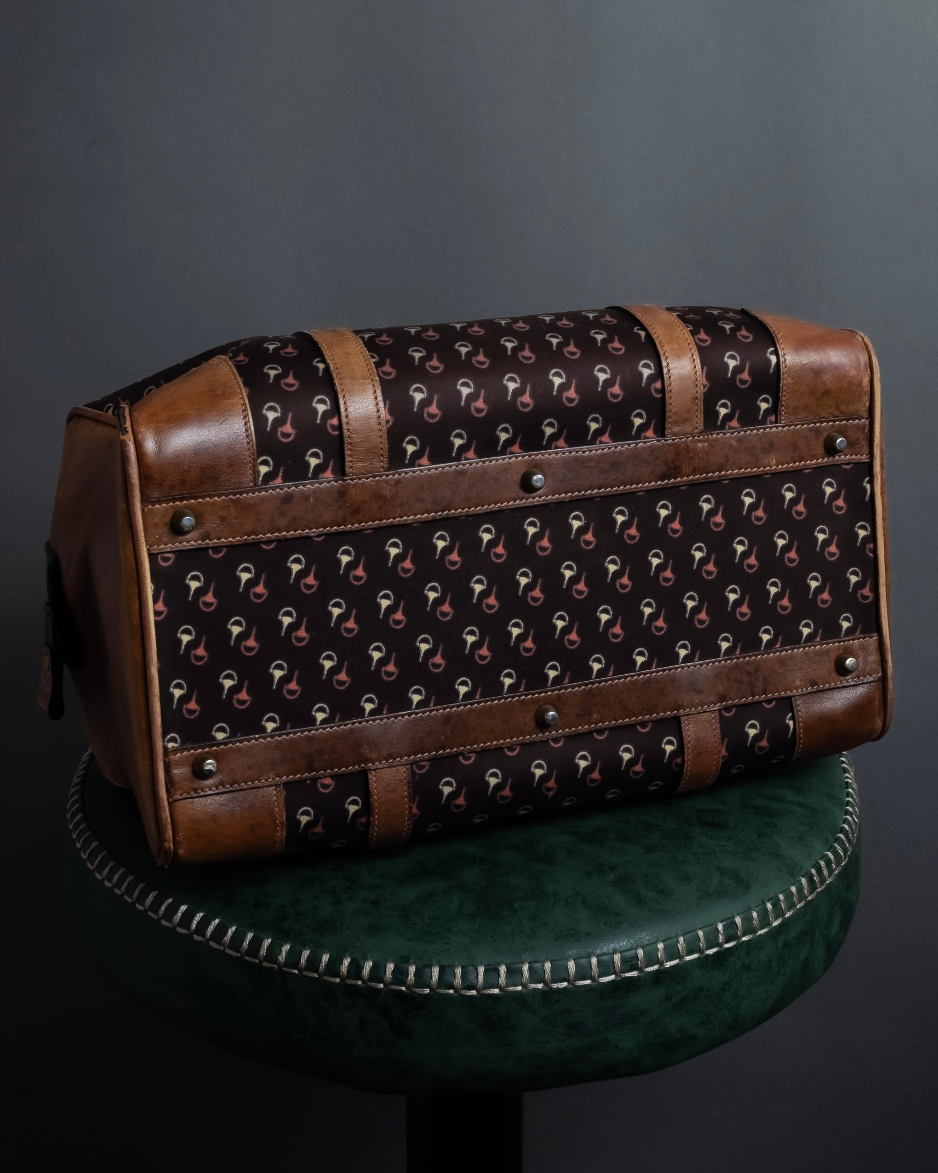 "GUCCI" Vintage horse harness motif pattern mini boston bag