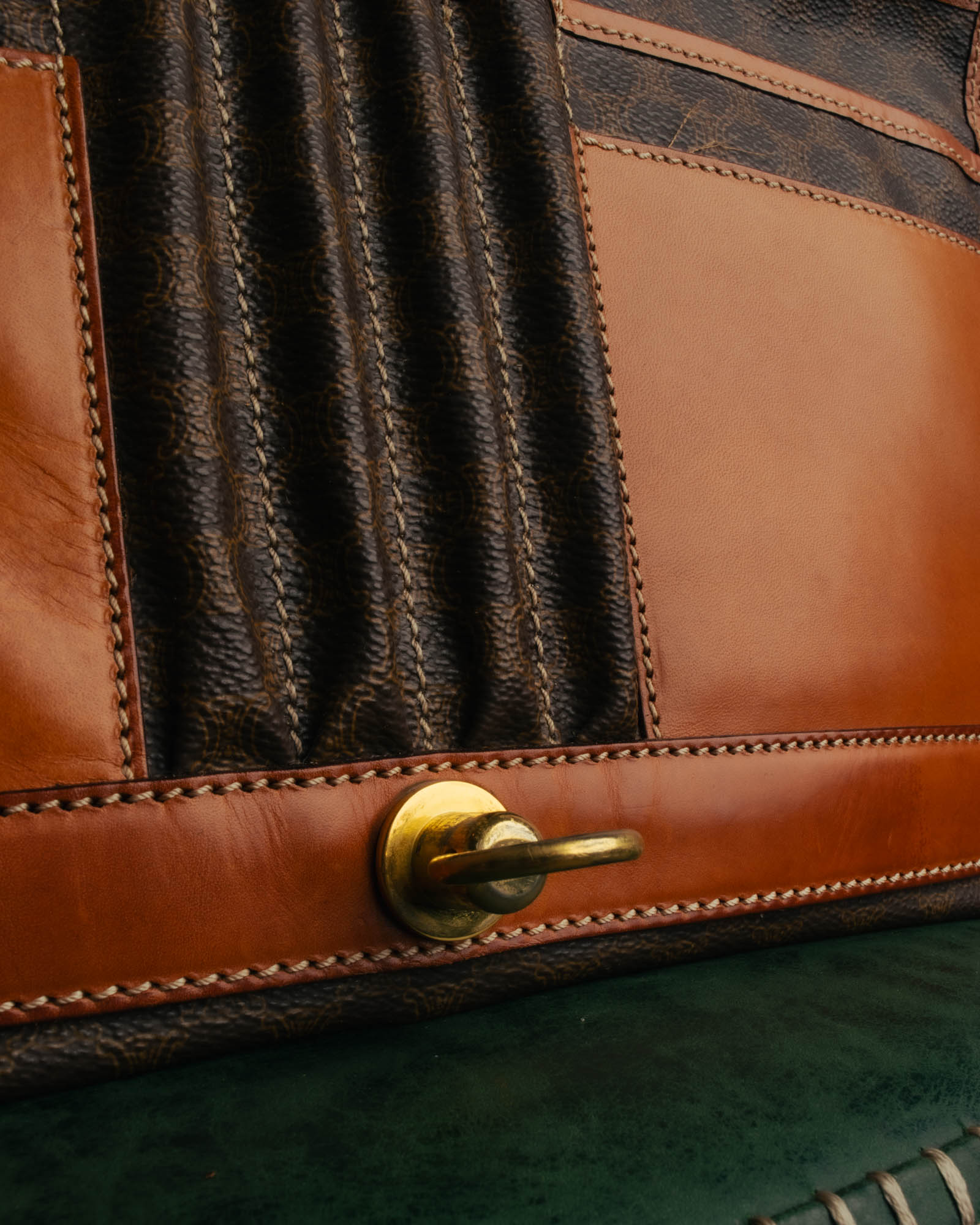 "CELINE" 80's-90's Macadam monogram pvc leather shoulder briefcase