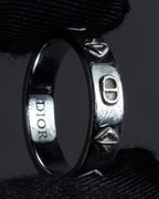 "Christian Dior" CD logo engraved diamond motif silver ring