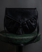 "YVES SAINT LAURENT" 80's-90's Logo engraved tassel detail bag