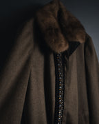 "PRADA" 90’s-00’s embellished fur-collar stretch tech coat