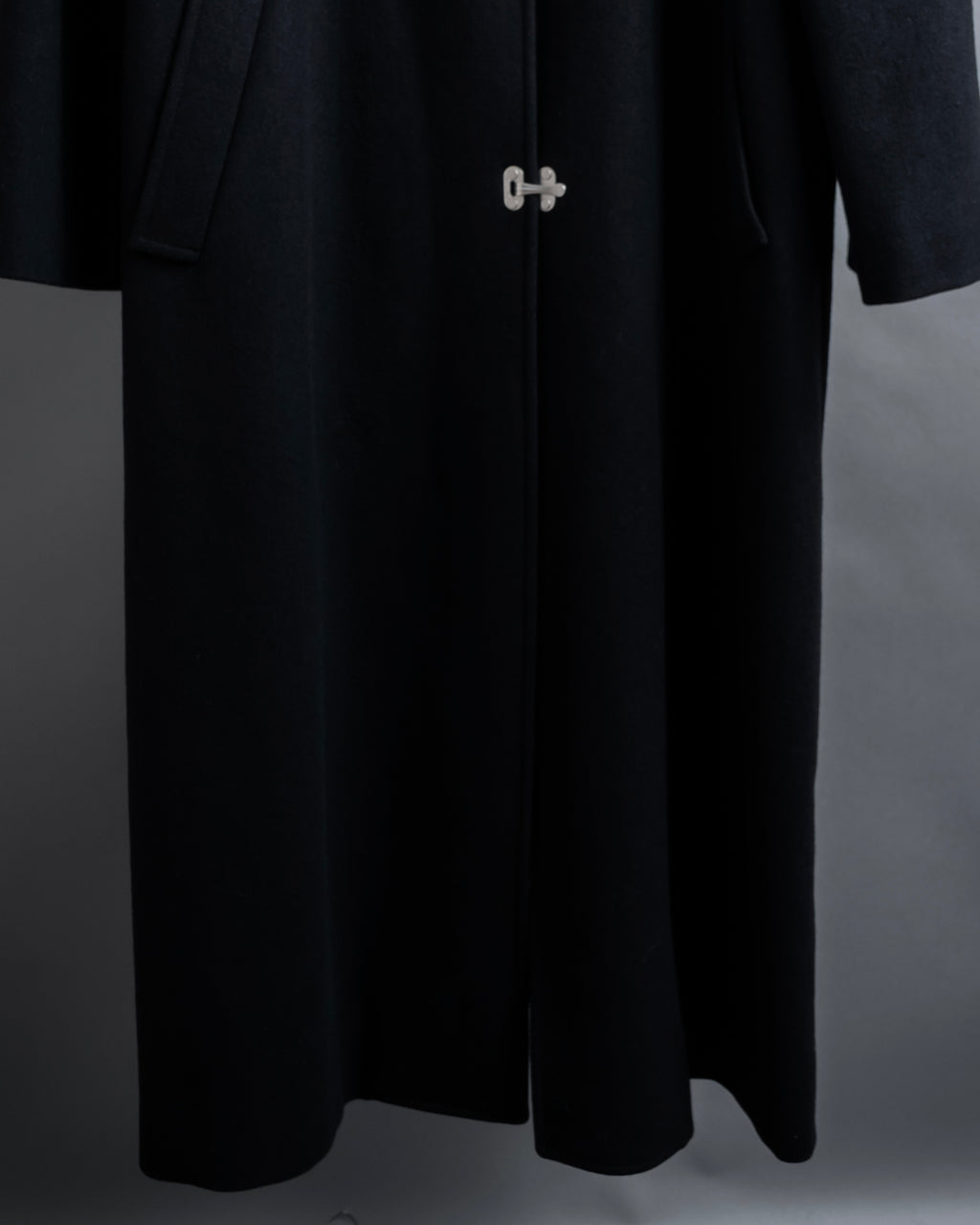 "CELINE" Hedi Slimane period metal buckle design long coat