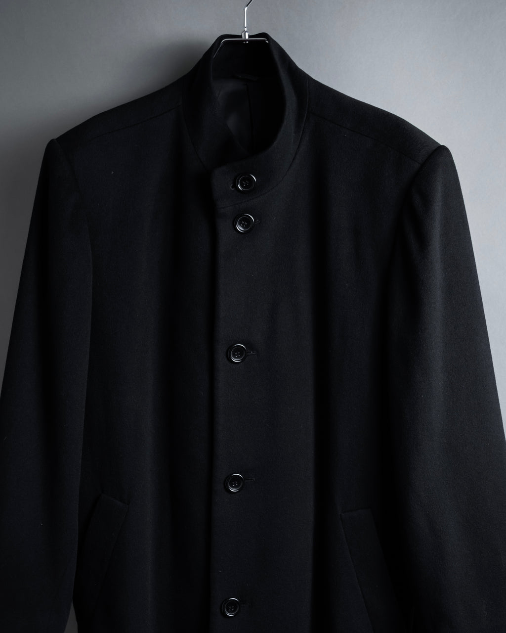 "BARBERINI" Minimalist detail 100% cashmere stand collar coat