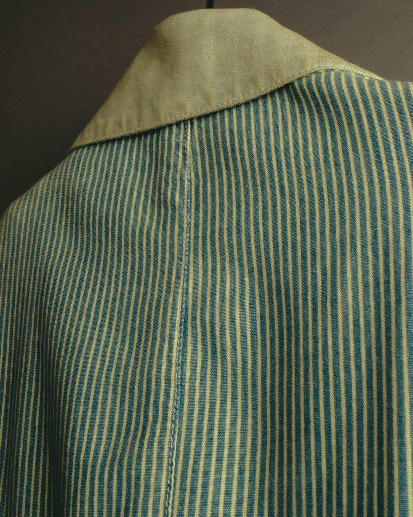 -SPECIAL- "Ralph Lauren" 00's Hickory stripe cotton double-breasted marine jacket
