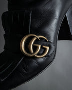 "GUCCI" Leather gg fringe heeled ankle boots