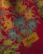 "GUCCI" 70's-80's Floral silk scarf tie