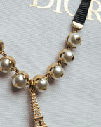 -SPECIAL- “DIOR” 2017-2023 Eiffel tower pearl ribbon choker