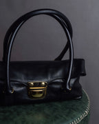 "ADMJ" Gold clasp grain leather shoulder bag
