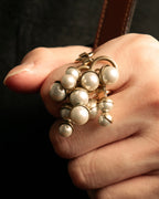 "Christian Dior" Pearl charm top chain link arm ring