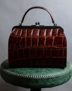 "JEAN PAUL GAULTIER" Logo engraved crocodile embossed 2way leather bag