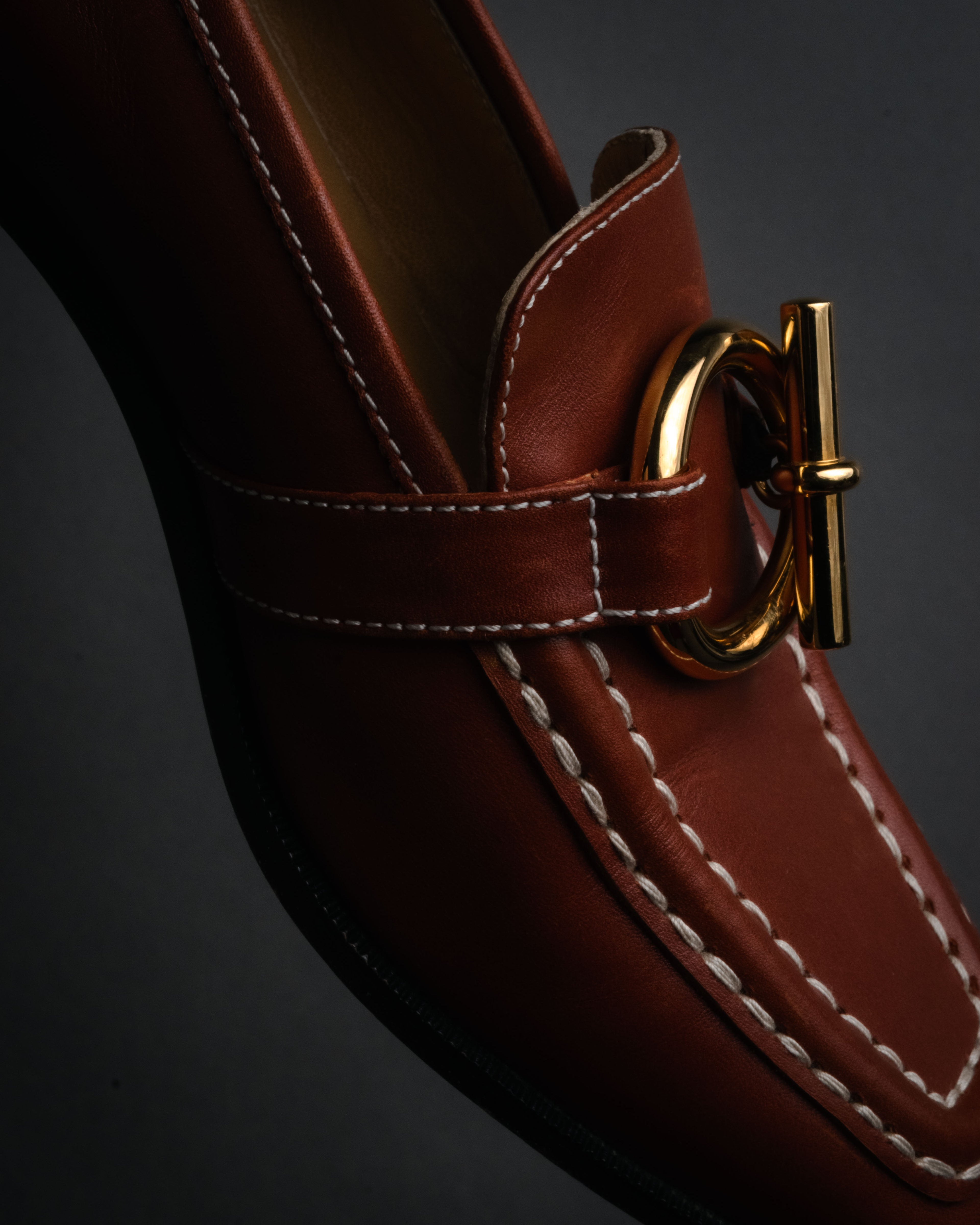 “HERMES” 90’s-00’s Chaine d’ancre hardware loafers