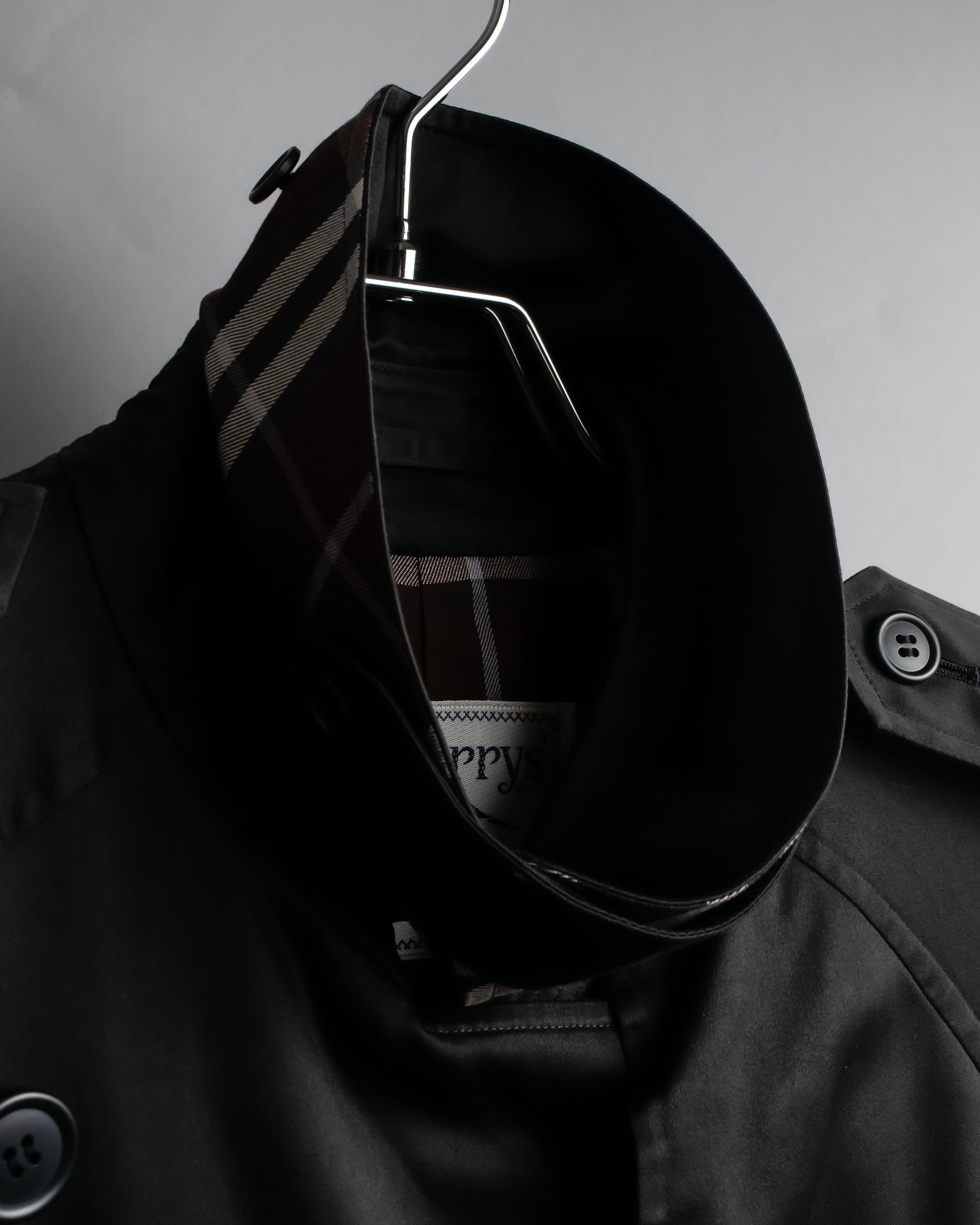 "BURBERRYS" Traditional detail double-breasted stand color trench coat