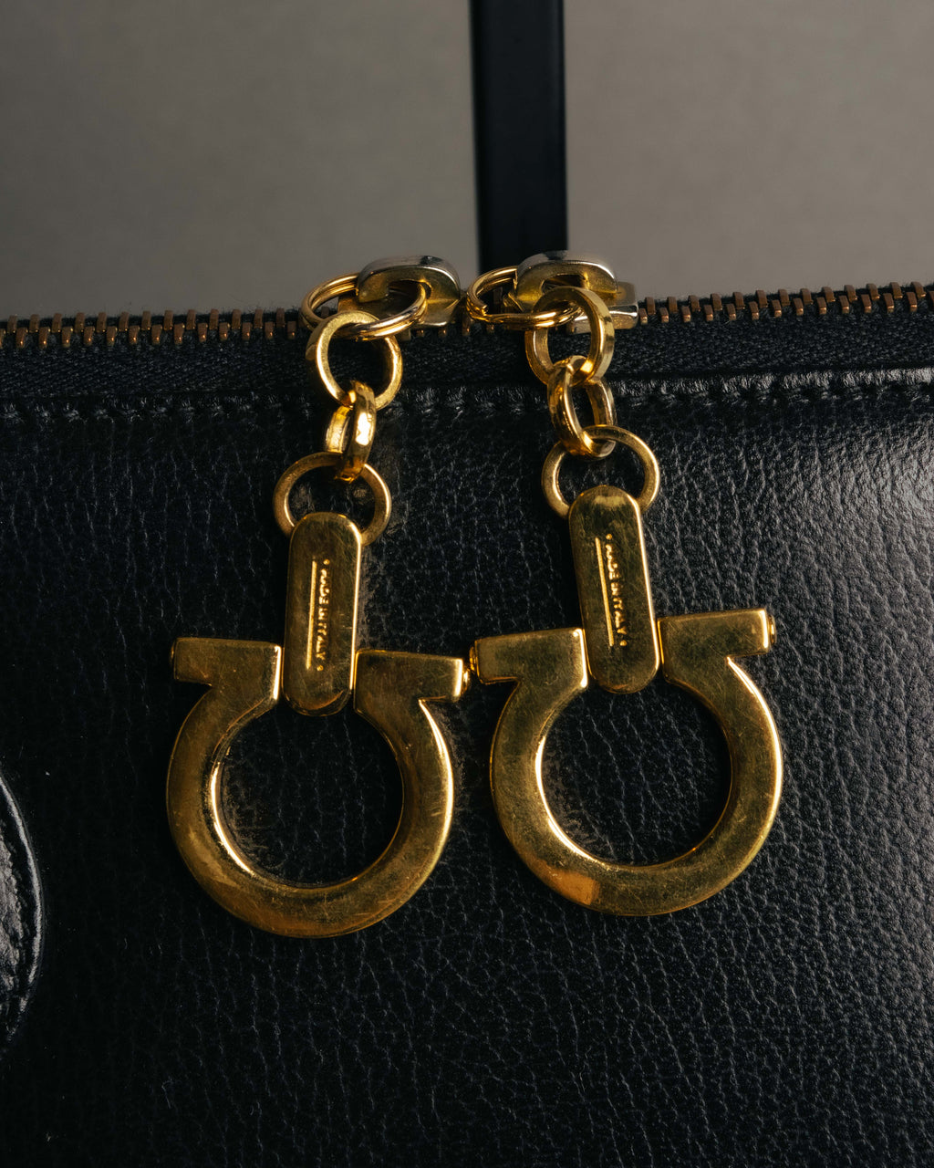 "Salvatore Ferragamo" 90's-00's Vintage iconic gancini pebbled leather dome top handle bag
