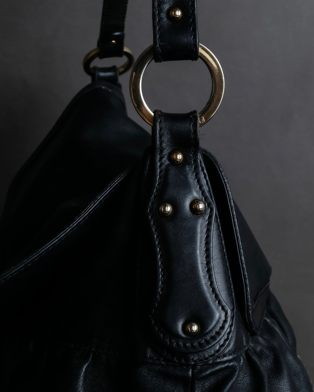 "FENDI" Gathered design leather one-shoulder bag