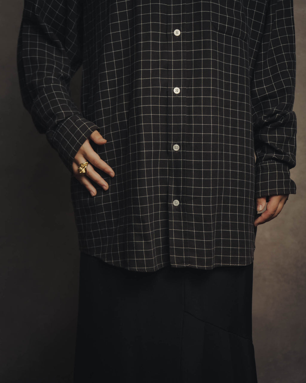 -SPECIAL- “HERMES” 90’s-00’s Windowpane checked sellier button shirt