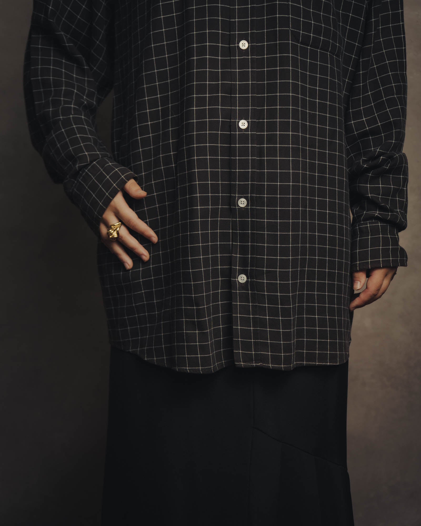-SPECIAL- “HERMES” 90’s-00’s Windowpane checked sellier button shirt
