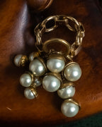 "Christian Dior" Pearl charm top chain link arm ring