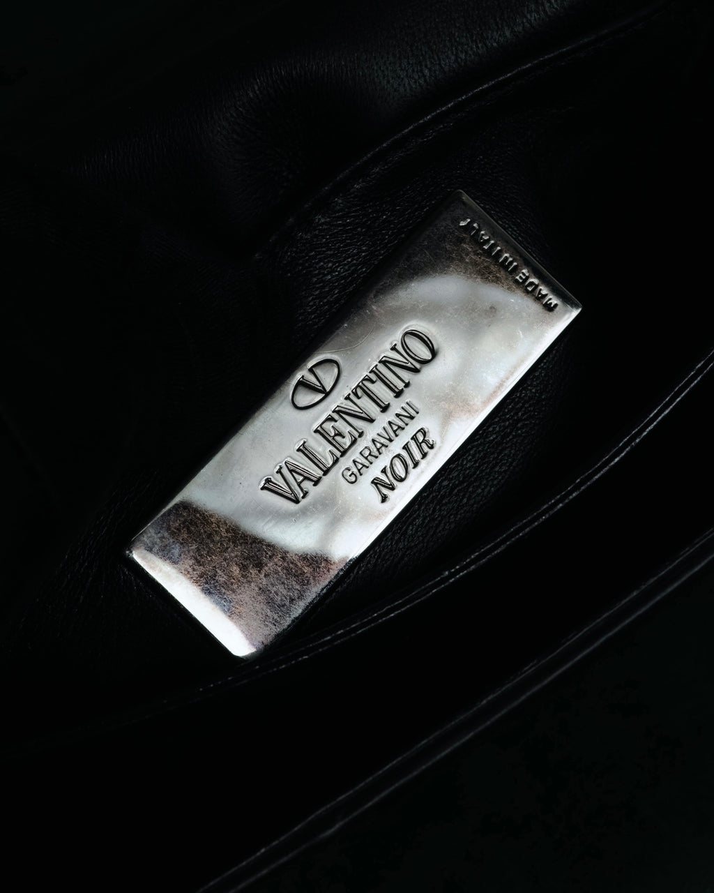 –SPECIAL– "VALENTINO GARAVANI" 2010’s Noir rockstud exotic patchwork chain bag