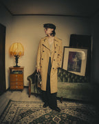 –SPECIAL– “Maison Martin Margiela” 2012AW Leather trench coat with Line 4 printed lining