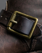 "COACH×FRYE" Brass buckle design shearling lined biker boots